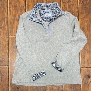 Orvis Women’s Heather Gray 1/4 Zip Contrast Print Trim Pullover size M